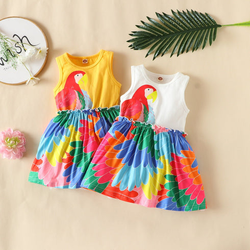 Summer Girl's Peacock Feather Dress